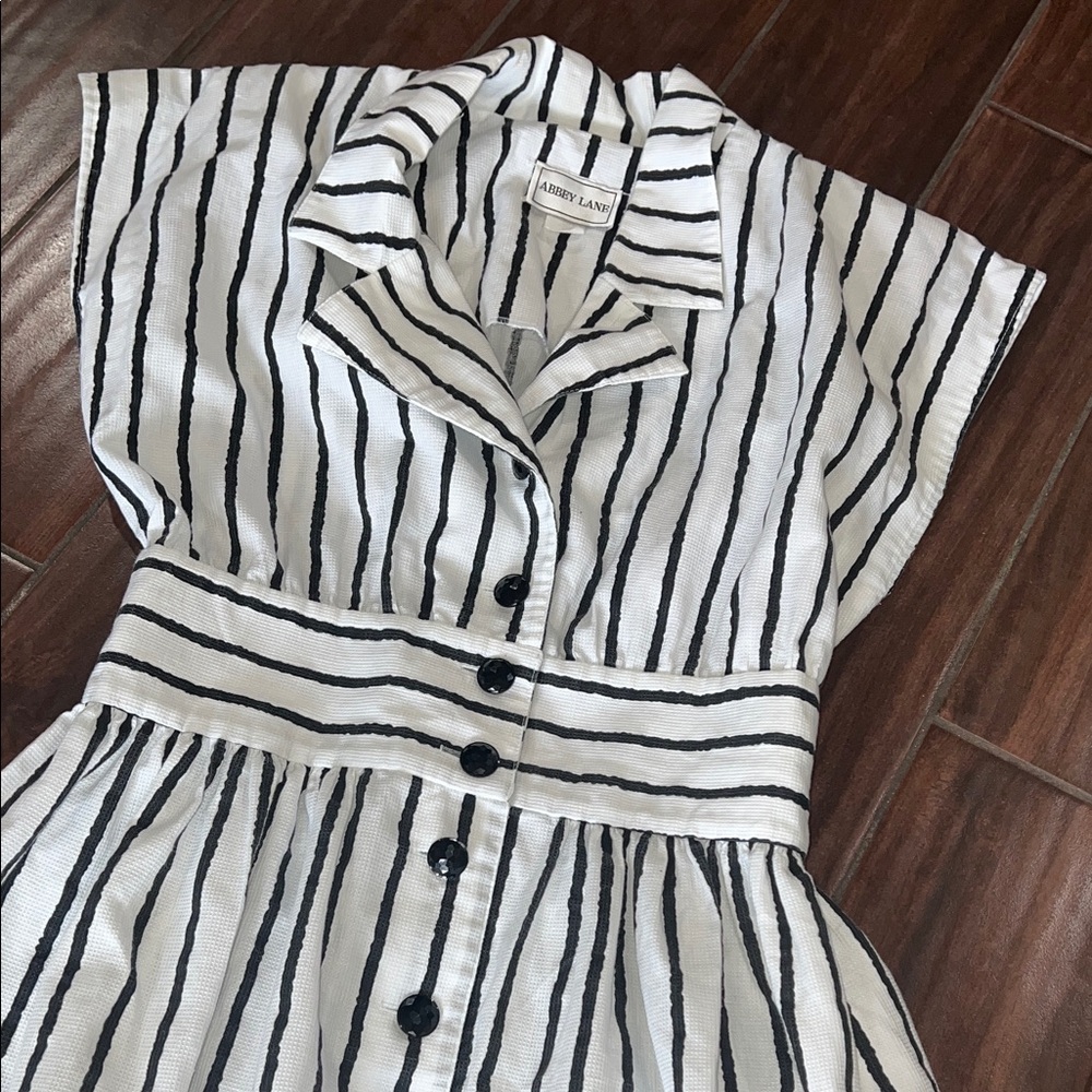 Black and White Striped Midi Dress